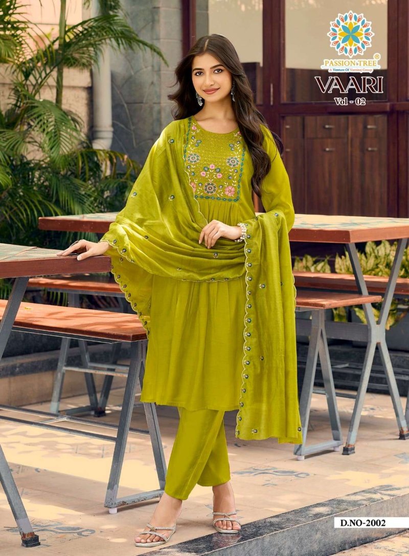 Vaari Vol 2 By Passion Tree Mal Chanderi Kurti With Bottom Dupatta 